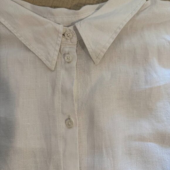 Boden Relaxed White Linen Long Sleeve Shirt, Size 16/18L - Picture 5 of 7